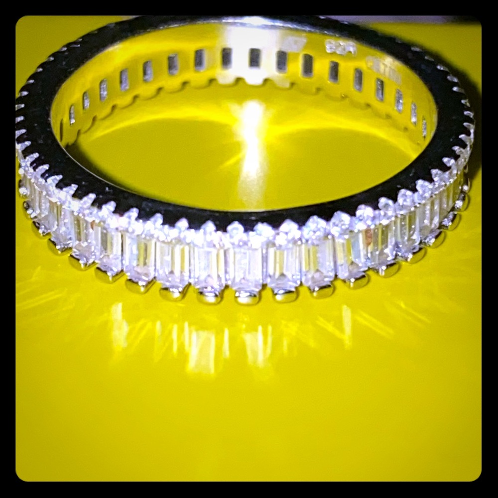 Sterling Baguette and Round CZ Eternity Ring - Picture 3 of 4